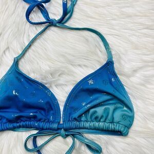 GUESS Triangle Bikini Top Ombre Blue Size Small